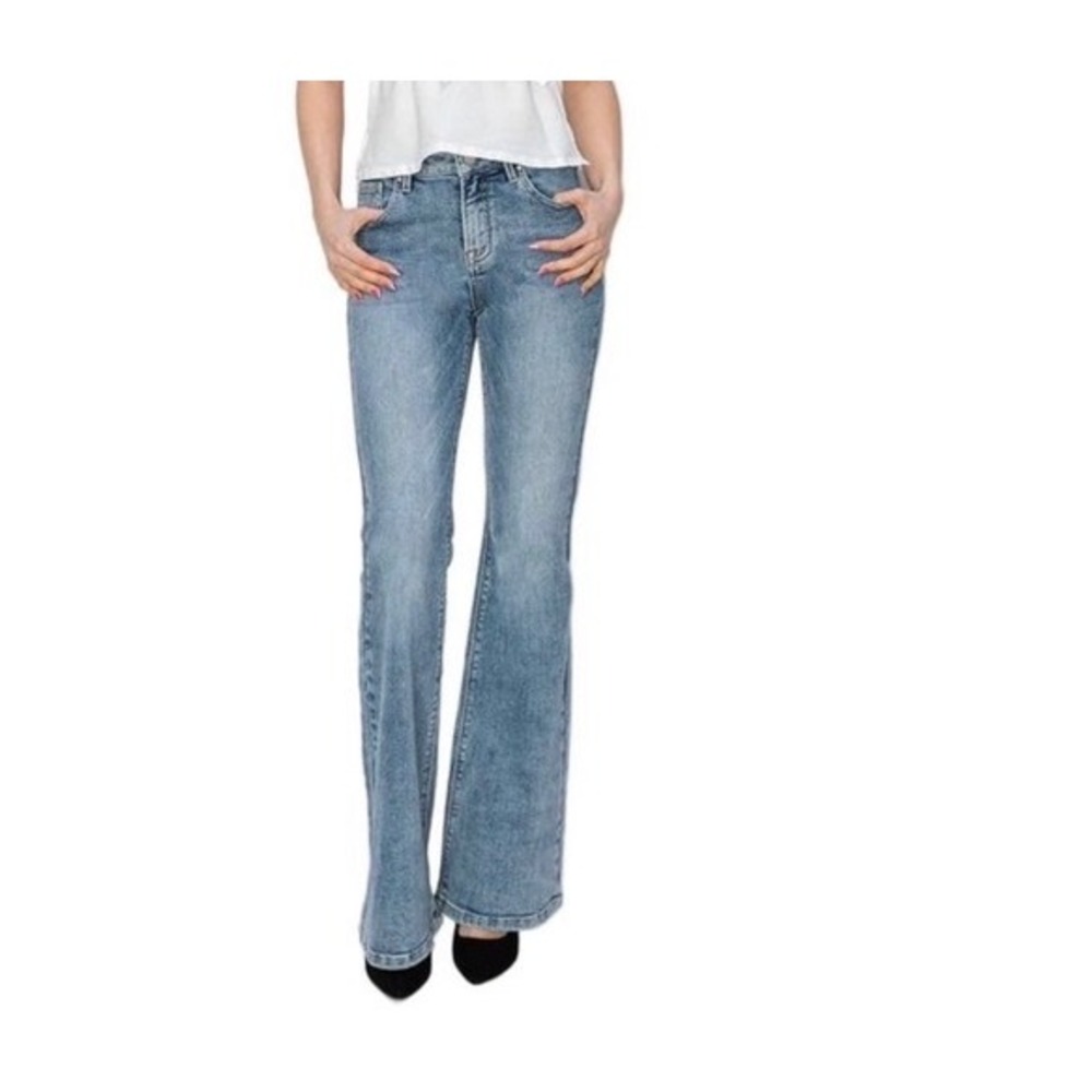 NEW Risen Flare Jeans Womens 15/32 Blue High Rise Medium Wash RDP5740